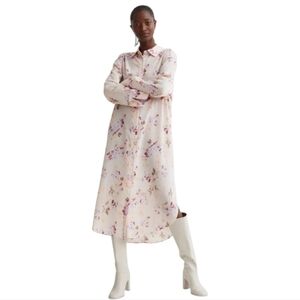 H&M Women's Floral Print Midi Length Shirt Dress Sz Small